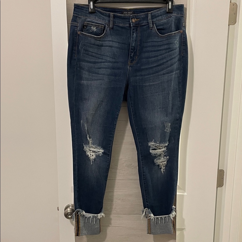 Judy Blue Dark Wash Distressed Jeans